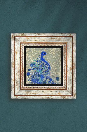 Tavus Kuşu Taş Duvar Tablosu Çerçeveli Duvar Dekoru Wall Art