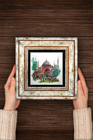 İstanbul Ayasofya Taş Duvar Tablosu Çerçeveli Duvar Dekoru Wall Art