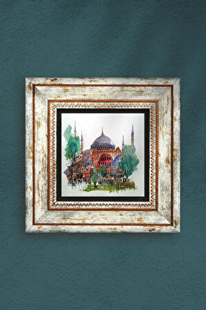 İstanbul Ayasofya Taş Duvar Tablosu Çerçeveli Duvar Dekoru Wall Art