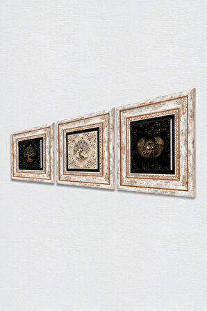 Horus'un Gözü, Hayat Ağacı Taş Duvar Tablosu Çerçeveli Duvar Dekoru 3 Parça Tablo Seti Wall Art