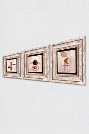 Minimalist Soyut Taş Duvar Tablosu Çerçeveli Duvar Dekoru 3 Parça Tablo Seti Wall Art