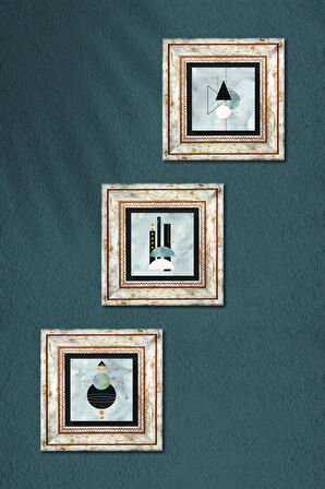 Minimalist Soyut Taş Duvar Tablosu Çerçeveli Duvar Dekoru 3 Parça Tablo Seti Wall Art
