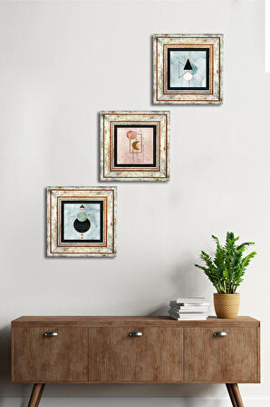 Minimalist Soyut Taş Duvar Tablosu Çerçeveli Duvar Dekoru 3 Parça Tablo Seti Wall Art