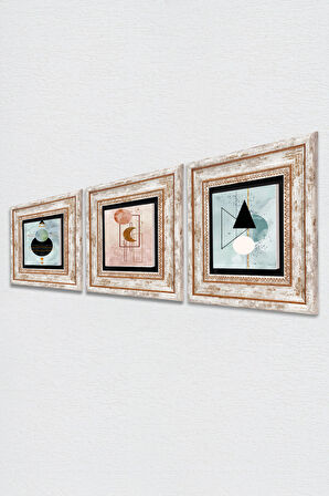 Minimalist Soyut Taş Duvar Tablosu Çerçeveli Duvar Dekoru 3 Parça Tablo Seti Wall Art
