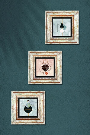 Minimalist Soyut Taş Duvar Tablosu Çerçeveli Duvar Dekoru 3 Parça Tablo Seti Wall Art