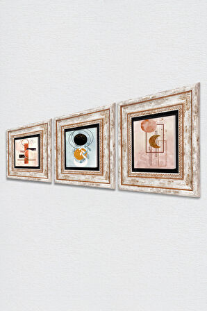 Minimalist Soyut Taş Duvar Tablosu Çerçeveli Duvar Dekoru 3 Parça Tablo Seti Wall Art