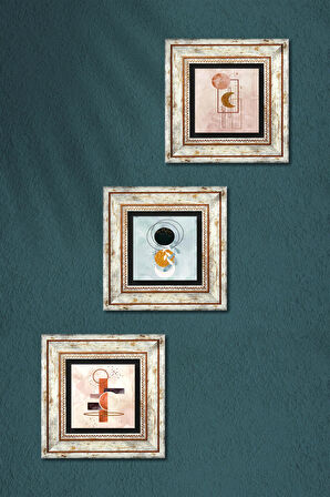 Minimalist Soyut Taş Duvar Tablosu Çerçeveli Duvar Dekoru 3 Parça Tablo Seti Wall Art