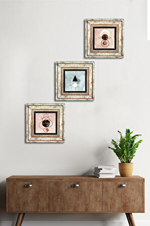 Minimalist Soyut Taş Duvar Tablosu Çerçeveli Duvar Dekoru 3 Parça Tablo Seti Wall Art