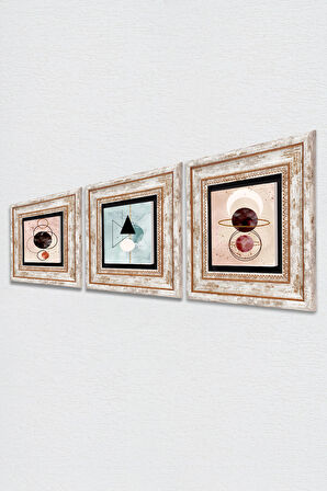 Minimalist Soyut Taş Duvar Tablosu Çerçeveli Duvar Dekoru 3 Parça Tablo Seti Wall Art