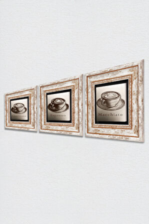 Kahve Taş Duvar Tablosu Çerçeveli Duvar Dekoru 3 Parça Tablo Seti Wall Art