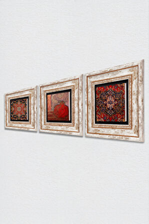 Desen, Nar Taş Duvar Tablosu Çerçeveli Duvar Dekoru 3 Parça Tablo Seti Wall Art