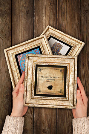 Viski Taş Duvar Tablosu Çerçeveli Duvar Dekoru 3 Parça Tablo Seti Wall Art