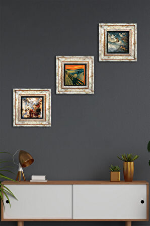 Çığlık Tablosu, Ruhların Geçişi, Aziz Stephen Üçlemesi Taş Duvar Tablosu Çerçeveli Duvar Dekoru 3 Parça Tablo Seti Wall Art