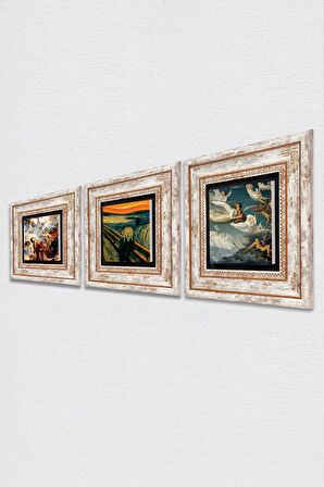 Çığlık Tablosu, Ruhların Geçişi, Aziz Stephen Üçlemesi Taş Duvar Tablosu Çerçeveli Duvar Dekoru 3 Parça Tablo Seti Wall Art