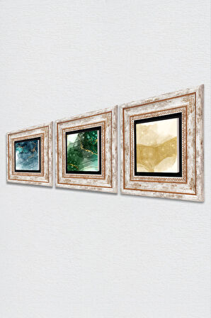 Soyut Sanat Taş Duvar Tablosu Çerçeveli Duvar Dekoru 3 Parça Tablo Seti Wall Art