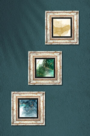 Soyut Sanat Taş Duvar Tablosu Çerçeveli Duvar Dekoru 3 Parça Tablo Seti Wall Art