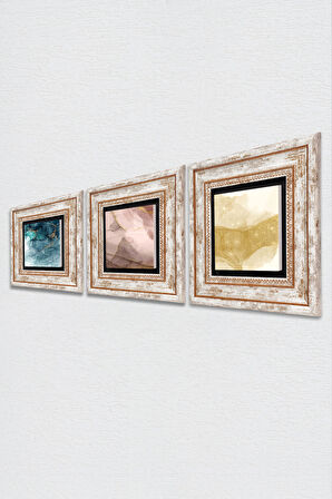 Soyut Sanat Taş Duvar Tablosu Çerçeveli Duvar Dekoru 3 Parça Tablo Seti Wall Art