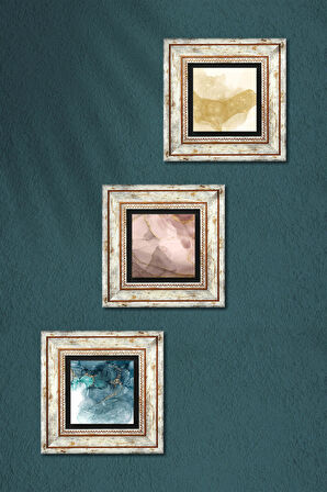 Soyut Sanat Taş Duvar Tablosu Çerçeveli Duvar Dekoru 3 Parça Tablo Seti Wall Art