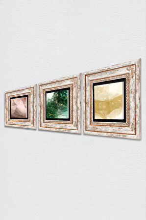 Soyut Sanat Taş Duvar Tablosu Çerçeveli Duvar Dekoru 3 Parça Tablo Seti Wall Art