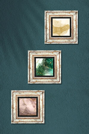Soyut Sanat Taş Duvar Tablosu Çerçeveli Duvar Dekoru 3 Parça Tablo Seti Wall Art