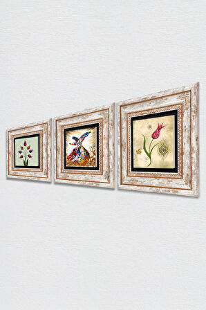 Lale Ebru Sanatı, Semazen Taş Duvar Tablosu Çerçeveli Duvar Dekoru 3 Parça Tablo Seti Wall Art