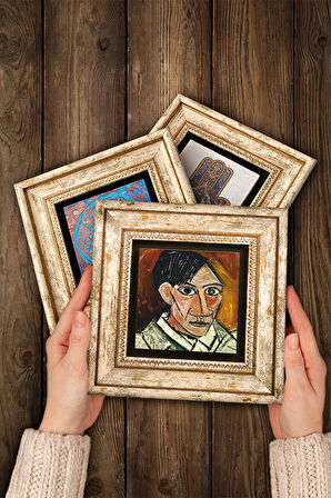 Picasso Dora Maar’ın Portresi, Avignonlu Kızlar, Otoportre Taş Duvar Tablosu Çerçeveli Duvar Dekoru 3 Parça Tablo Seti Wall Art