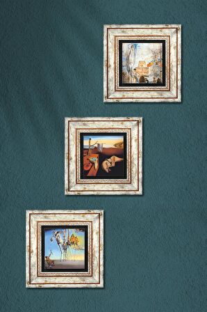 Salvador Dalí Taş Duvar Tablosu Çerçeveli Duvar Dekoru 3 Parça Tablo Seti Wall Art