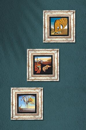 Salvador Dalí Taş Duvar Tablosu Çerçeveli Duvar Dekoru 3 Parça Tablo Seti Wall Art