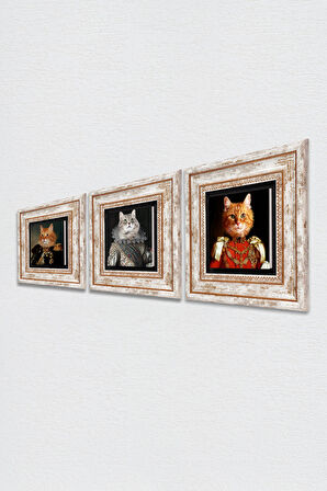 Patili Ekselanslar Taş Duvar Tablosu Çerçeveli Duvar Dekoru 3 Parça Tablo Seti Wall Art