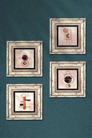 Minimalist Soyut Taş Duvar Tablosu Çerçeveli Duvar Dekoru 4 Parça Tablo Seti Wall Art