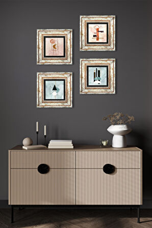 Minimalist Soyut Taş Duvar Tablosu Çerçeveli Duvar Dekoru 4 Parça Tablo Seti Wall Art