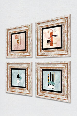 Minimalist Soyut Taş Duvar Tablosu Çerçeveli Duvar Dekoru 4 Parça Tablo Seti Wall Art