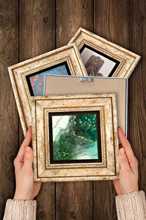 Soyut Sanat, Desen Taş Duvar Tablosu Çerçeveli Duvar Dekoru 4 Parça Tablo Seti Wall Art