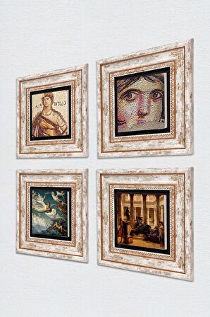 Soteria, Çingene Kızı, Ruhların Geçişi, Bir Roma Sanat Aşığı Taş Duvar Tablosu Çerçeveli Duvar Dekoru 4 Parça Tablo Seti Wall Art