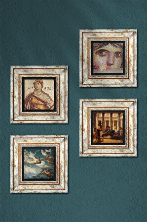 Soteria, Çingene Kızı, Ruhların Geçişi, Bir Roma Sanat Aşığı Taş Duvar Tablosu Çerçeveli Duvar Dekoru 4 Parça Tablo Seti Wall Art