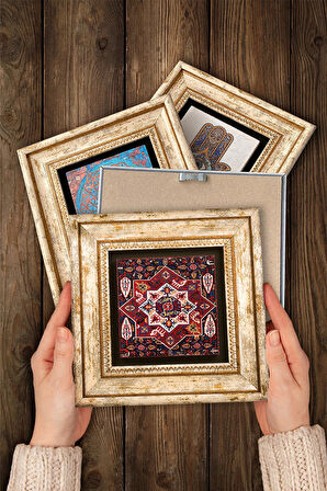 Nar, Desen Taş Duvar Tablosu Çerçeveli Duvar Dekoru 4 Parça Tablo Seti Wall Art