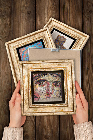 Michelangelo, Çingene Kızı, Ruhların Geçişi, Aziz Stephen Üçlemesi Taş Duvar Tablosu Çerçeveli Duvar Dekoru 4 Parça Tablo Seti Wall Art