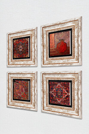 Desen, Nar Taş Duvar Tablosu Çerçeveli Duvar Dekoru 4 Parça Tablo Seti Wall Art