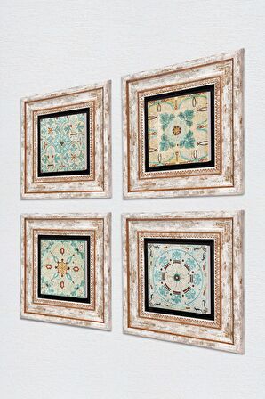Desen Taş Duvar Tablosu Çerçeveli Duvar Dekoru 4 Parça Tablo Seti Wall Art