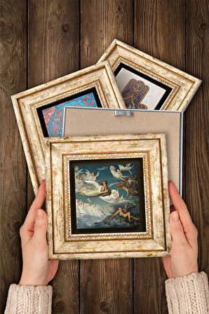 Antik Roma Serisi Taş Duvar Tablosu Çerçeveli Duvar Dekoru 4 Parça Tablo Seti Wall Art