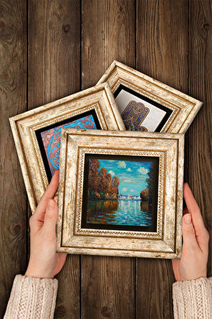 Claude Monet Taş Duvar Tablosu Çerçeveli Duvar Dekoru 6 Parça Tablo Seti Wall Art