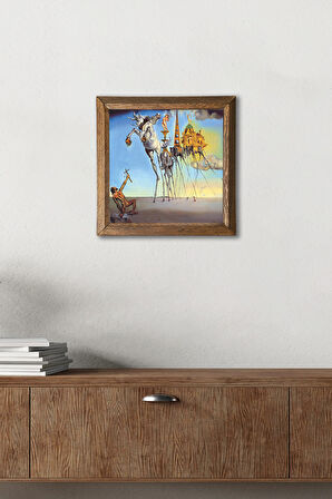 Salvador Dalí Aziz Antonius'un Baştan Çıkarılışı Taş Duvar Tablosu Ahşap Çerçeveli Duvar Dekoru Wall Art 25x25cm