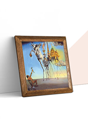 Salvador Dalí Aziz Antonius'un Baştan Çıkarılışı Taş Duvar Tablosu Ahşap Çerçeveli Duvar Dekoru Wall Art 25x25cm