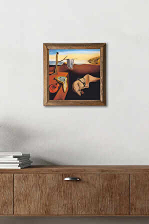 Salvador Dalí Belleğin Azmi Taş Duvar Tablosu Ahşap Çerçeveli Duvar Dekoru Wall Art 25x25cm