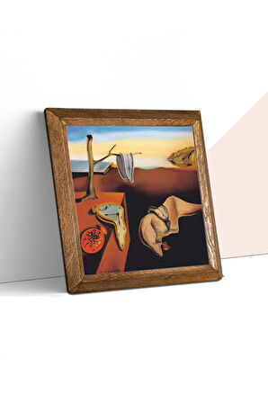 Salvador Dalí Belleğin Azmi Taş Duvar Tablosu Ahşap Çerçeveli Duvar Dekoru Wall Art 25x25cm