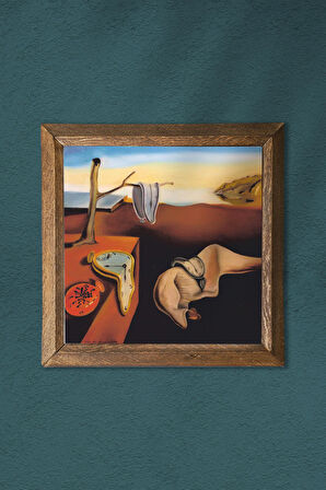 Salvador Dalí Belleğin Azmi Taş Duvar Tablosu Ahşap Çerçeveli Duvar Dekoru Wall Art 25x25cm