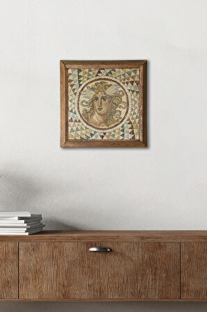 Mozaik Serisi Taş Duvar Tablosu Ahşap Çerçeveli Duvar Dekoru Wall Art 25x25cm