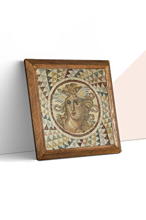Mozaik Serisi Taş Duvar Tablosu Ahşap Çerçeveli Duvar Dekoru Wall Art 25x25cm