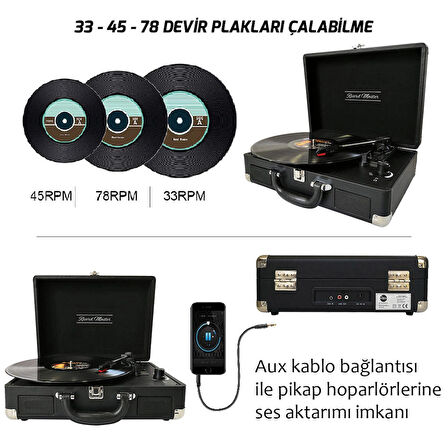 T310CH Şarj Özellikli Plak Çalar 33-45-78 Devir