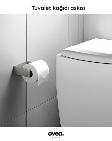 Paslanmaz Çelik Tuvalet Kağıdı Askılık / Yapışkanlı Tasarım / 18 cm / Tuvalet Kağıtlığı